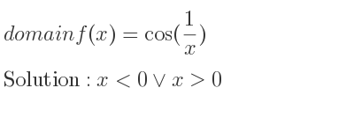 The domain of f(x)=cos(1/x) is x<0\lor x>0